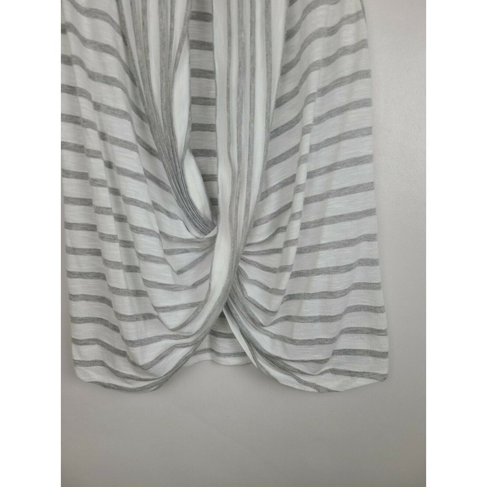HYFVE Gray White Striped Drape Wrap Front Sleeveless Top Size Medium - Picture 2 of 8